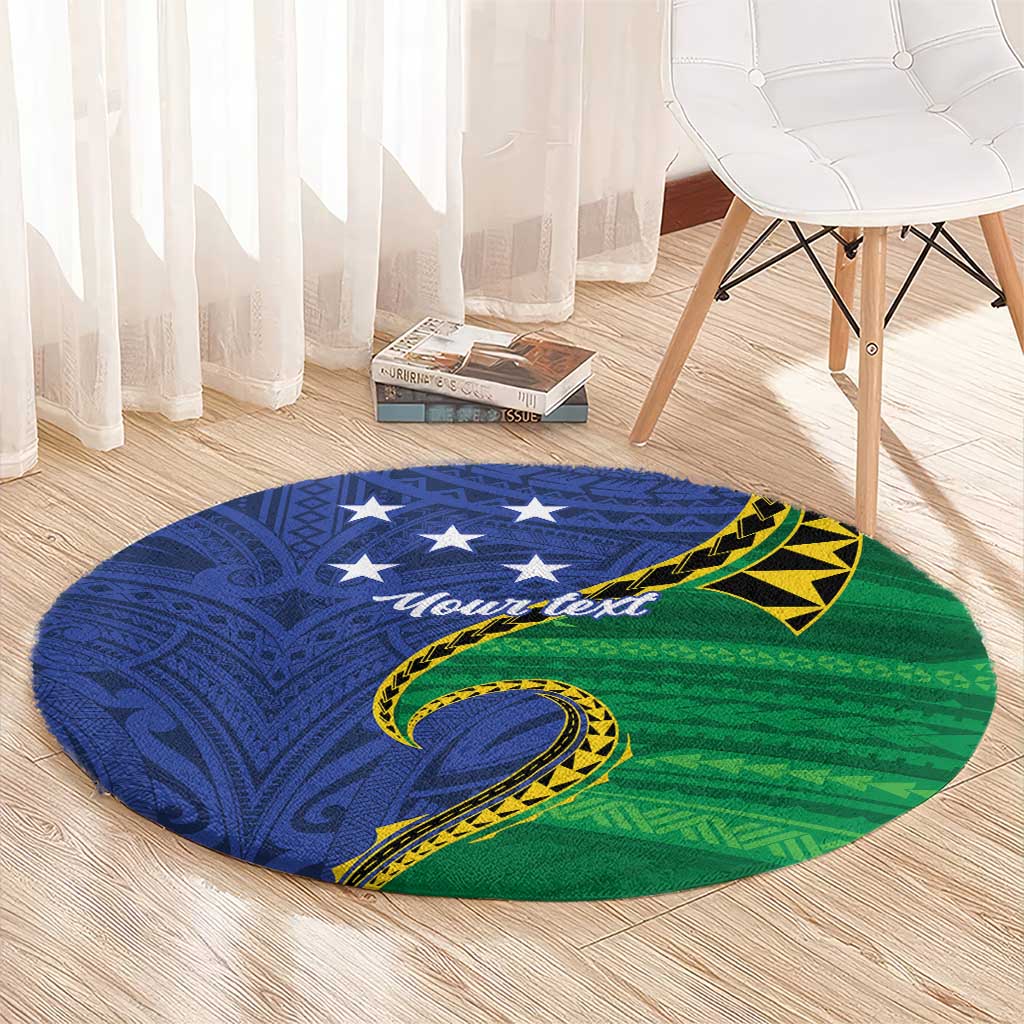 Solomon Islands Independence Day 1978 Personalised Round Carpet Polynesian Pattern with Flag Style LT9 - Polynesian Pride