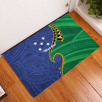 Solomon Islands Independence Day 1978 Personalised Rubber Doormat Polynesian Pattern with Flag Style LT9 - Polynesian Pride