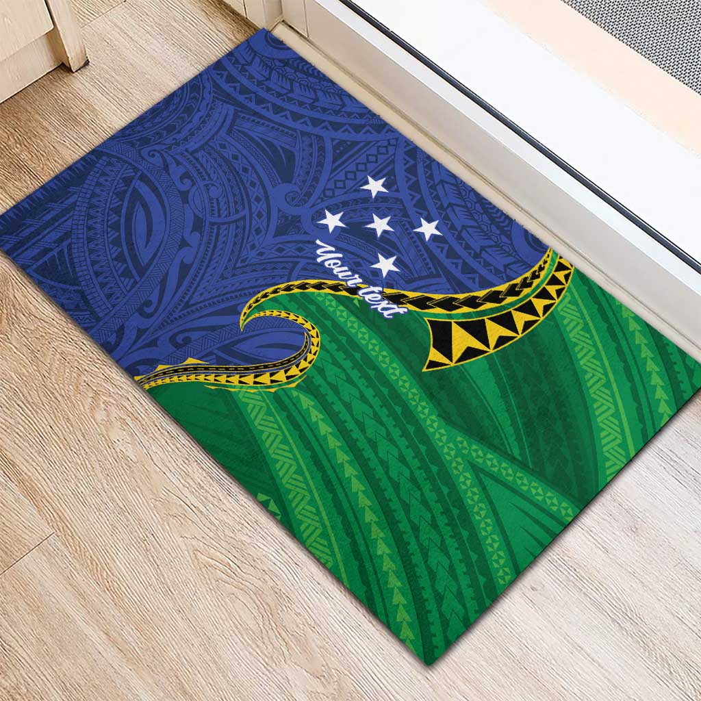 Solomon Islands Independence Day 1978 Personalised Rubber Doormat Polynesian Pattern with Flag Style LT9 - Polynesian Pride