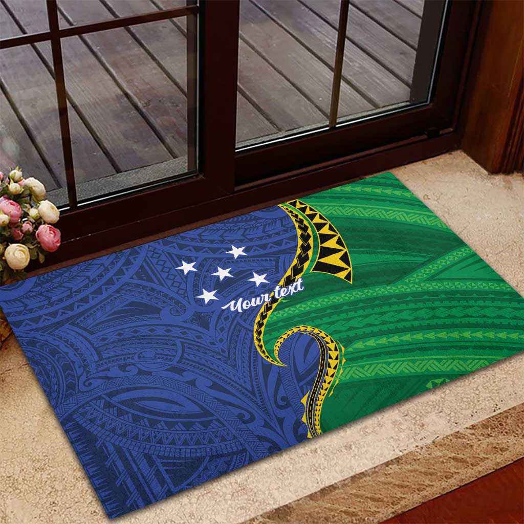 Solomon Islands Independence Day 1978 Personalised Rubber Doormat Polynesian Pattern with Flag Style LT9 - Polynesian Pride
