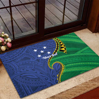 Solomon Islands Independence Day 1978 Personalised Rubber Doormat Polynesian Pattern with Flag Style LT9 - Polynesian Pride