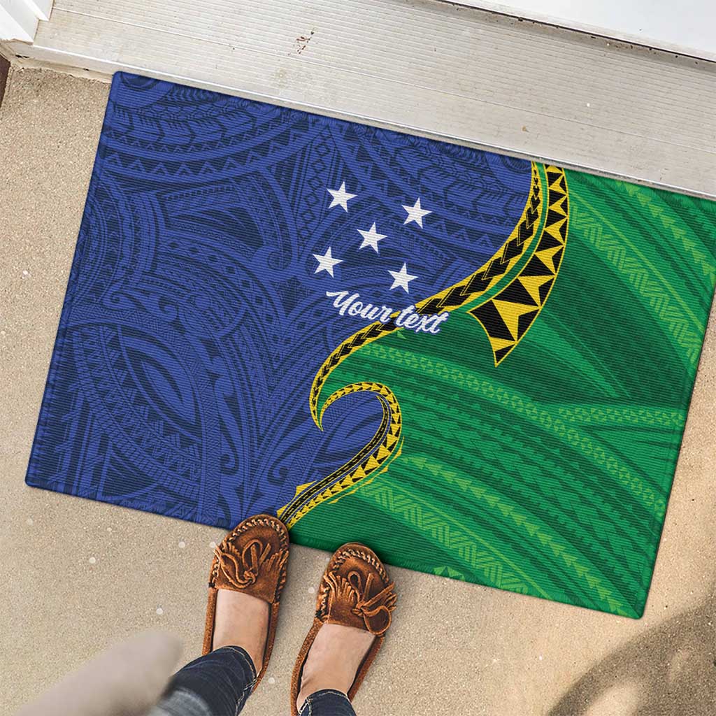 Solomon Islands Independence Day 1978 Personalised Rubber Doormat Polynesian Pattern with Flag Style LT9 - Polynesian Pride