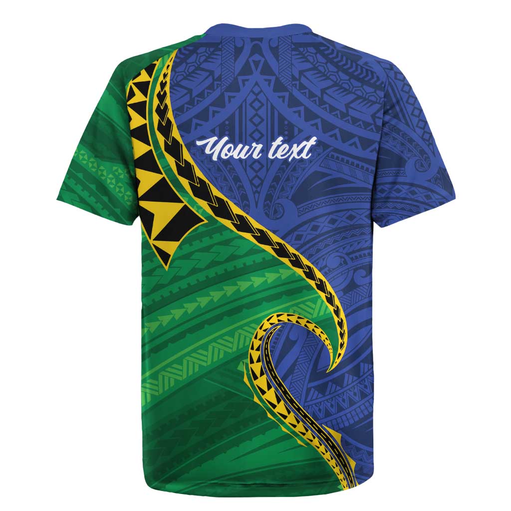 Solomon Islands Independence Day 1978 Personalised Rugby Jersey Polynesian Pattern with Flag Style