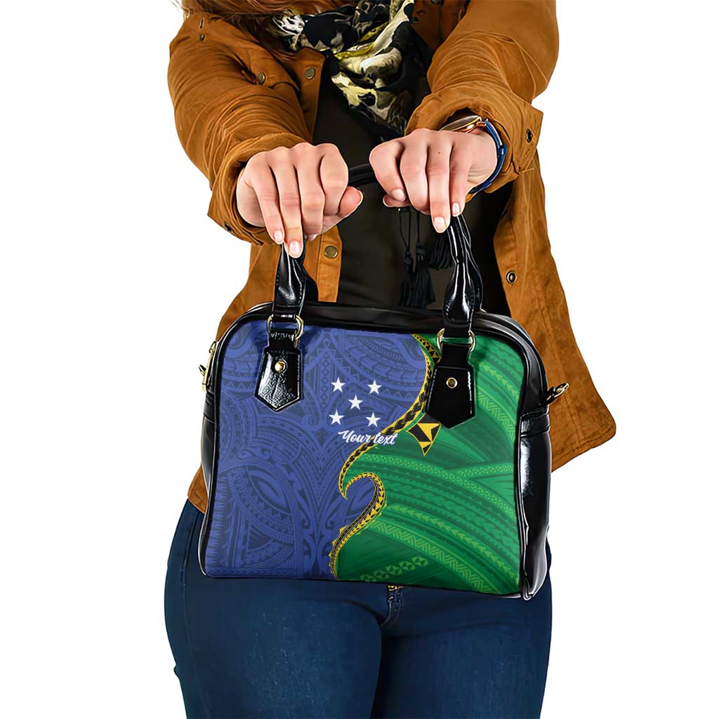 Solomon Islands Independence Day 1978 Personalised Shoulder Handbag Polynesian Pattern with Flag Style LT9 One Size Blue - Polynesian Pride