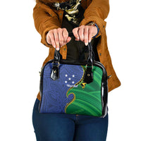 Solomon Islands Independence Day 1978 Personalised Shoulder Handbag Polynesian Pattern with Flag Style LT9 One Size Blue - Polynesian Pride