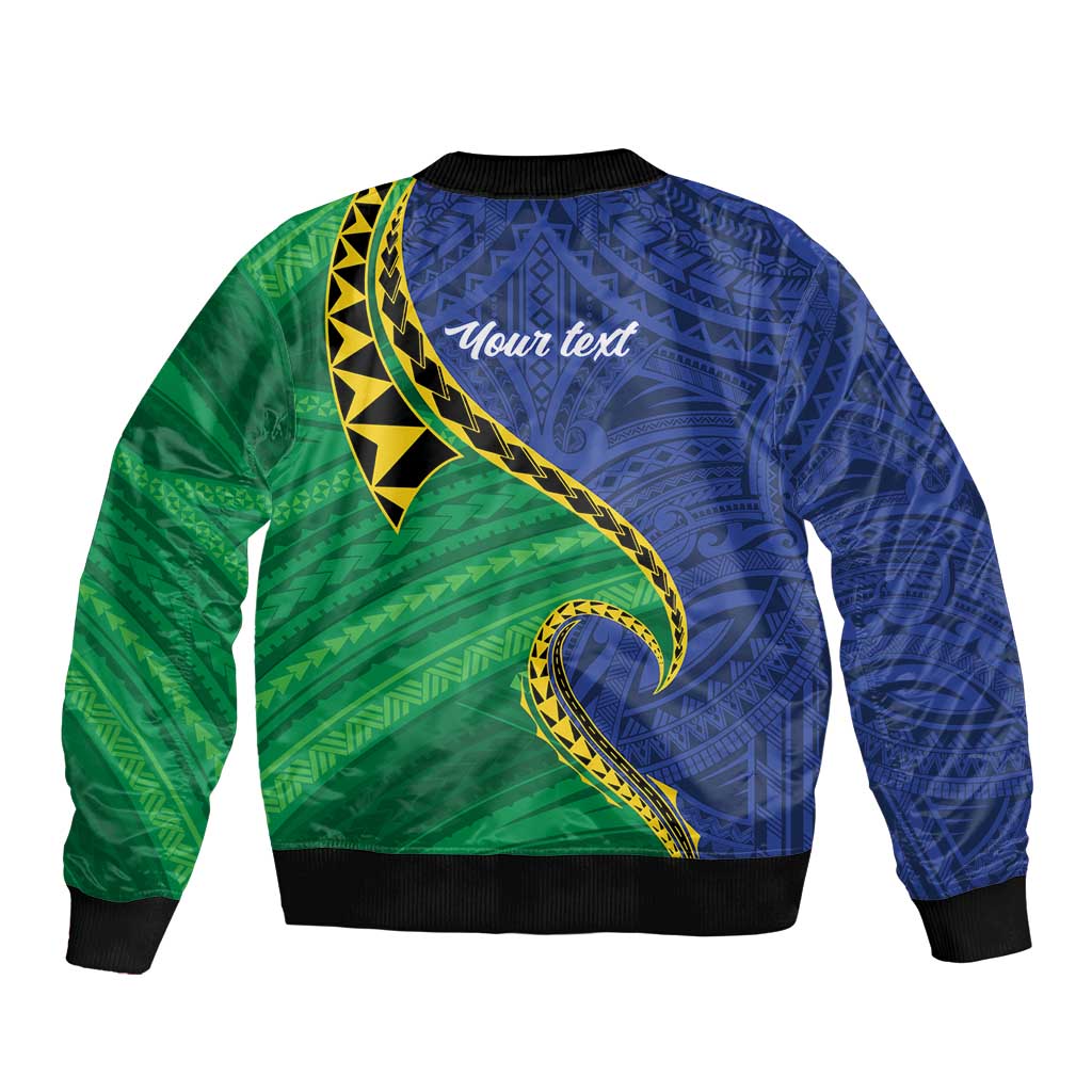 Solomon Islands Independence Day 1978 Personalised Sleeve Zip Bomber Jacket Polynesian Pattern with Flag Style LT9 - Polynesian Pride