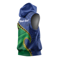 Solomon Islands Independence Day 1978 Personalised Sleeveless Hoodie Polynesian Pattern with Flag Style - Polynesian Pride