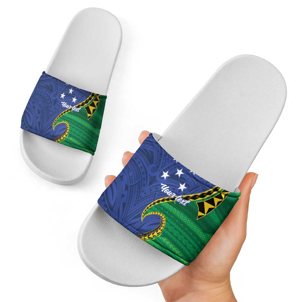 Solomon Islands Independence Day 1978 Personalised Slide Sandals Polynesian Pattern with Flag Style LT9 - Polynesian Pride