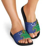 Solomon Islands Independence Day 1978 Personalised Slide Sandals Polynesian Pattern with Flag Style LT9 - Polynesian Pride