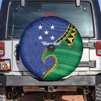 Solomon Islands Independence Day 1978 Personalised Spare Tire Cover Polynesian Pattern with Flag Style LT9 Blue - Polynesian Pride