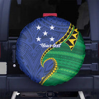 Solomon Islands Independence Day 1978 Personalised Spare Tire Cover Polynesian Pattern with Flag Style LT9 No hole Blue - Polynesian Pride