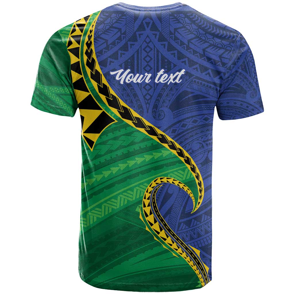 Solomon Islands Independence Day 1978 Personalised T Shirt Polynesian Pattern with Flag Style LT9 - Polynesian Pride