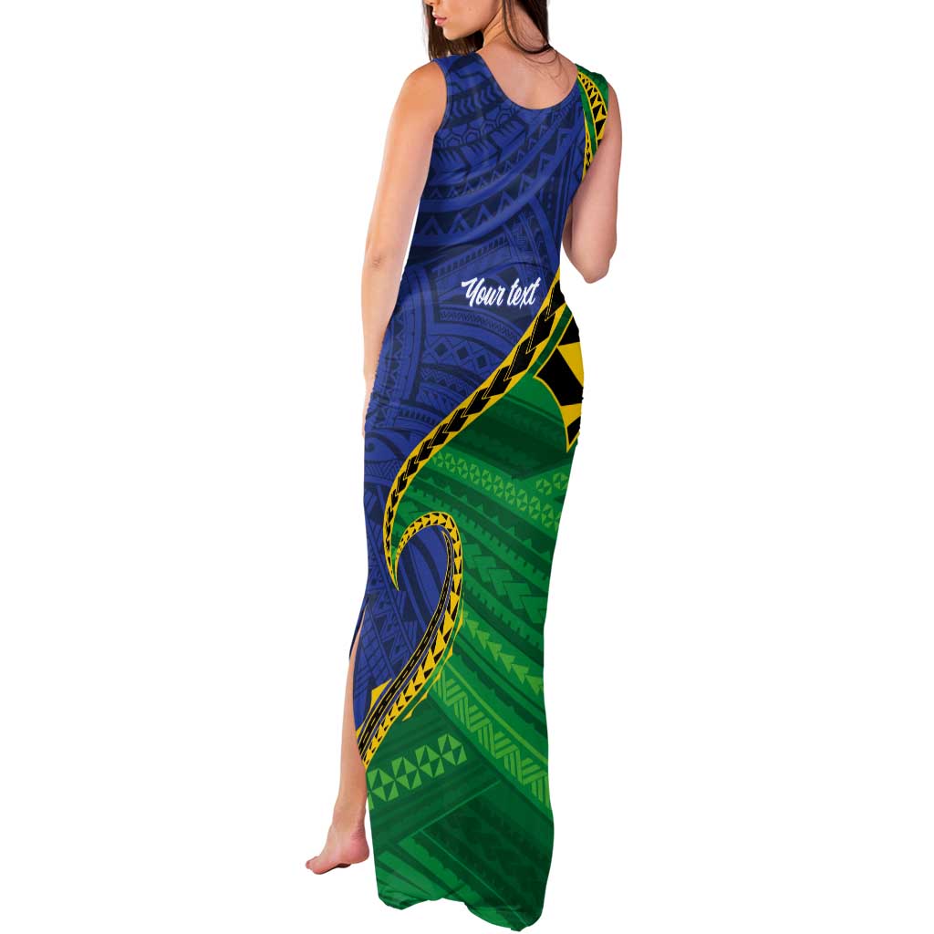 Solomon Islands Independence Day 1978 Personalised Tank Maxi Dress Polynesian Pattern with Flag Style