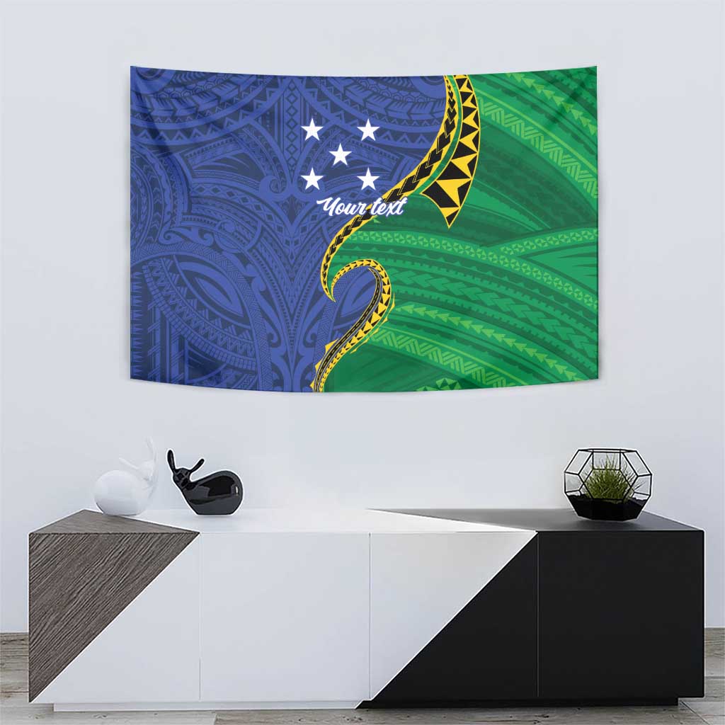 Solomon Islands Independence Day 1978 Personalised Tapestry Polynesian Pattern with Flag Style LT9 - Polynesian Pride