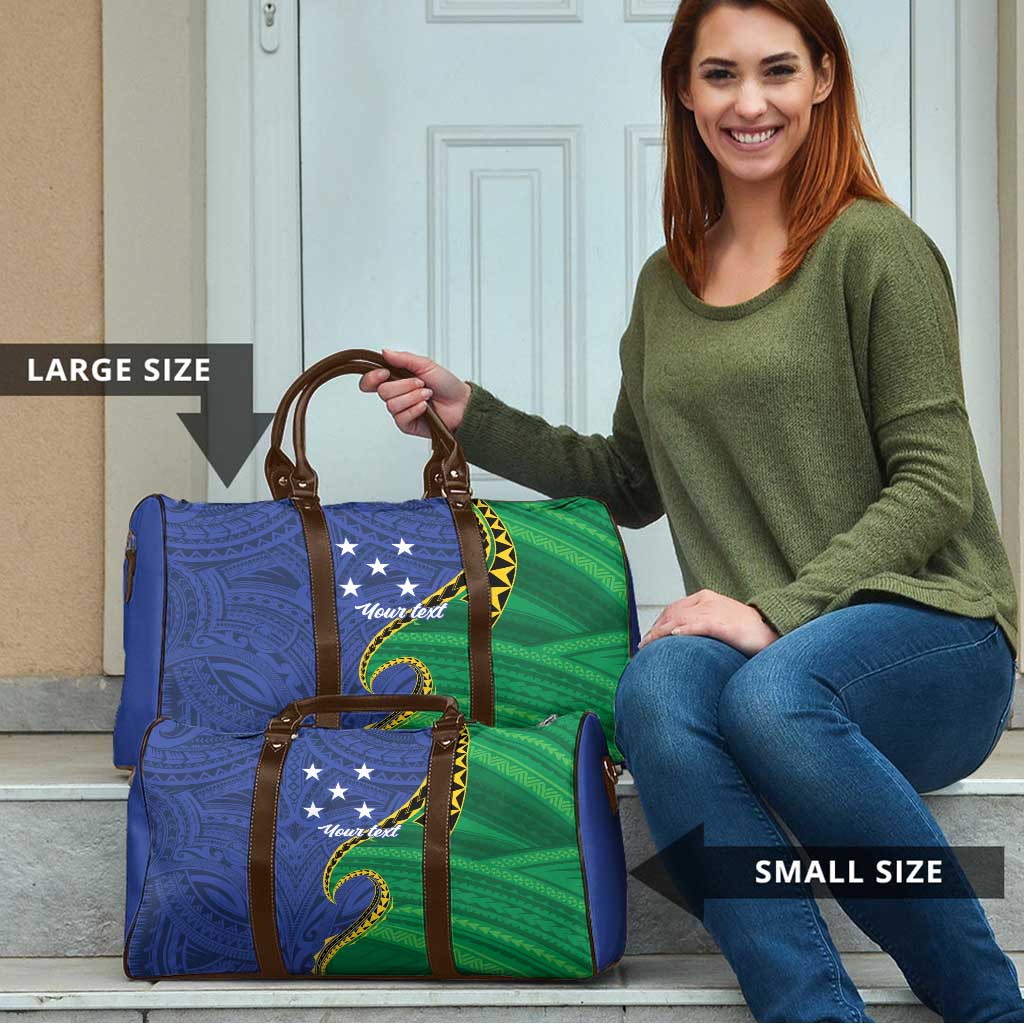Solomon Islands Independence Day 1978 Personalised Travel Bag Polynesian Pattern with Flag Style - Polynesian Pride