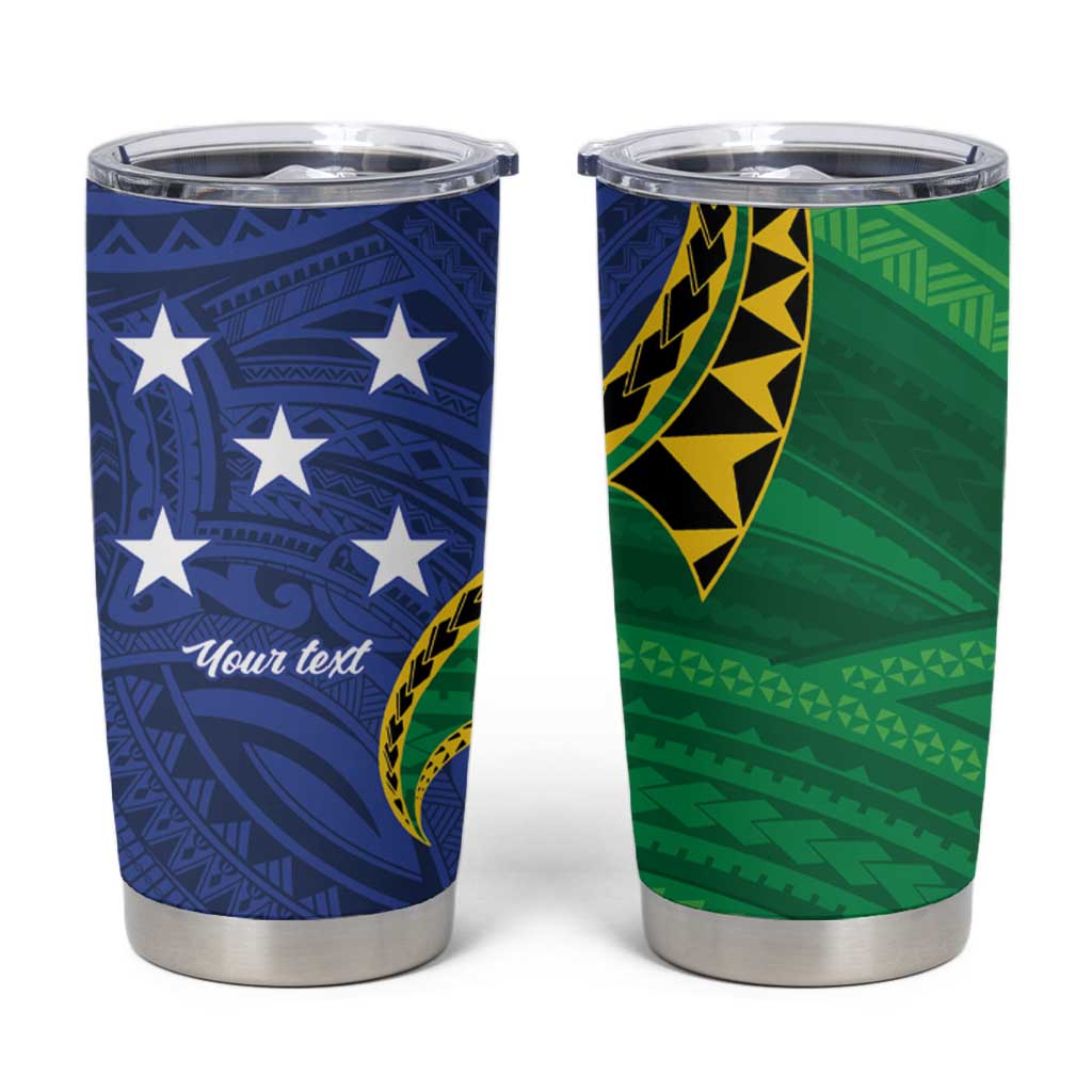 Solomon Islands Independence Day 1978 Personalised Tumbler Cup Polynesian Pattern with Flag Style LT9 Blue - Polynesian Pride