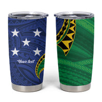 Solomon Islands Independence Day 1978 Personalised Tumbler Cup Polynesian Pattern with Flag Style LT9 Blue - Polynesian Pride