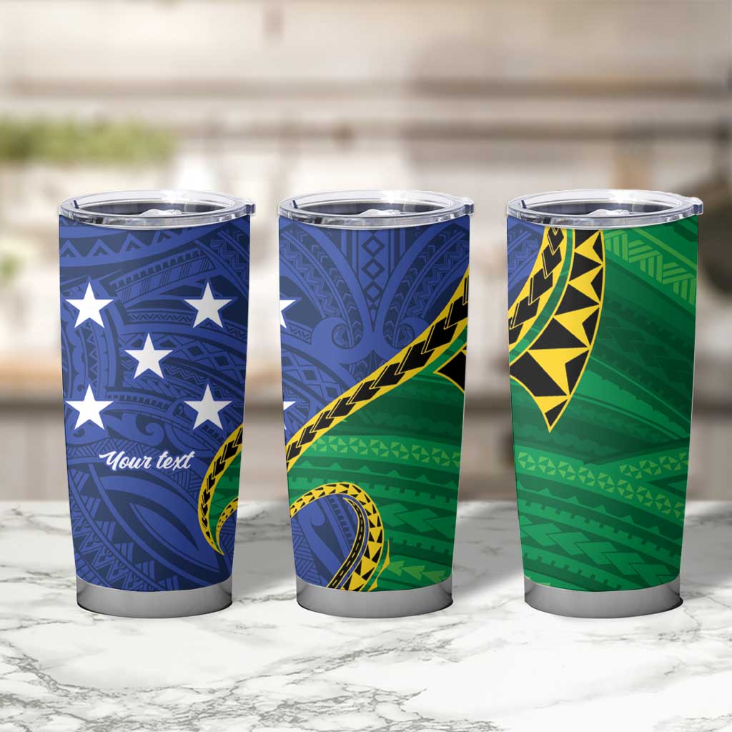 Solomon Islands Independence Day 1978 Personalised Tumbler Cup Polynesian Pattern with Flag Style LT9 - Polynesian Pride