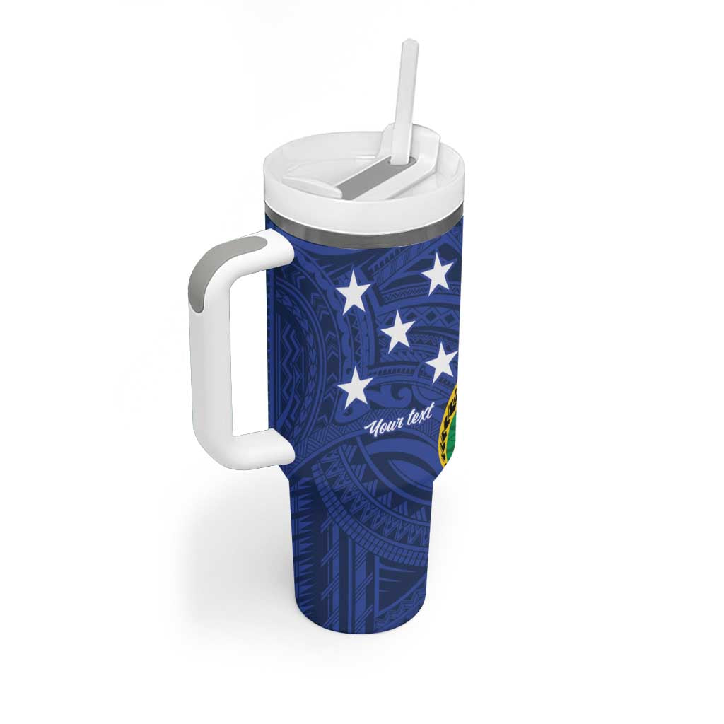 Solomon Islands Independence Day 1978 Personalised Tumbler With Handle Polynesian Pattern with Flag Style LT9 - Polynesian Pride