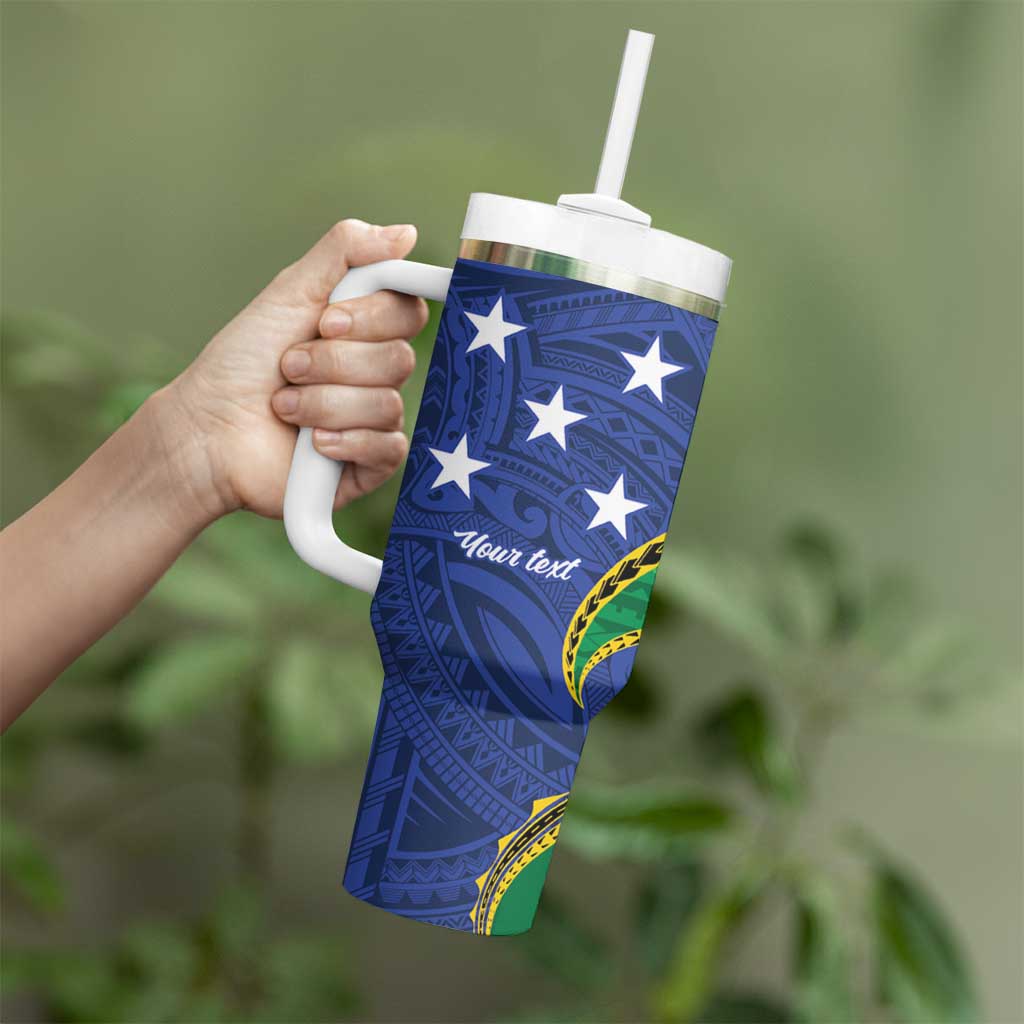 Solomon Islands Independence Day 1978 Personalised Tumbler With Handle Polynesian Pattern with Flag Style LT9 - Polynesian Pride