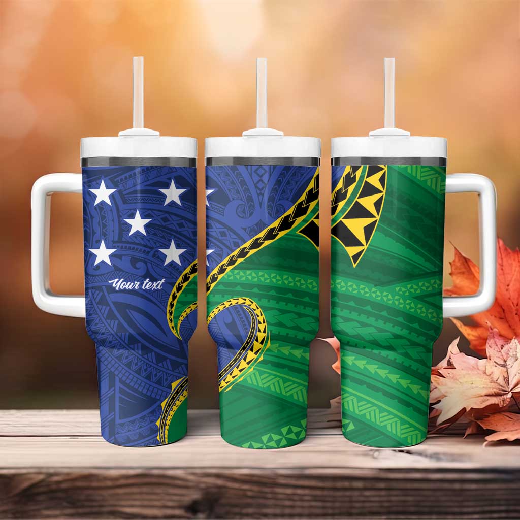 Solomon Islands Independence Day 1978 Personalised Tumbler With Handle Polynesian Pattern with Flag Style LT9 - Polynesian Pride