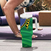 Solomon Islands Independence Day 1978 Personalised Tumbler With Handle Polynesian Pattern with Flag Style LT9 - Polynesian Pride