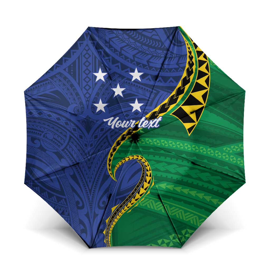 Solomon Islands Independence Day 1978 Personalised Umbrella Polynesian Pattern with Flag Style - Polynesian Pride