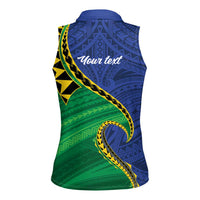 Solomon Islands Independence Day 1978 Personalised Women Sleeveless Polo Shirt Polynesian Pattern with Flag Style LT9 - Polynesian Pride