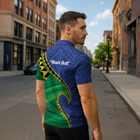Solomon Islands Independence Day 1978 Personalised Zipper Polo Shirt Polynesian Pattern with Flag Style LT9 - Polynesian Pride
