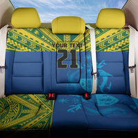 Solomon Islands Rugby Custom Back Car Seat Cover Simple Coat of arm Polynesian Pattern LT9 One Size Gold - Polynesian Pride