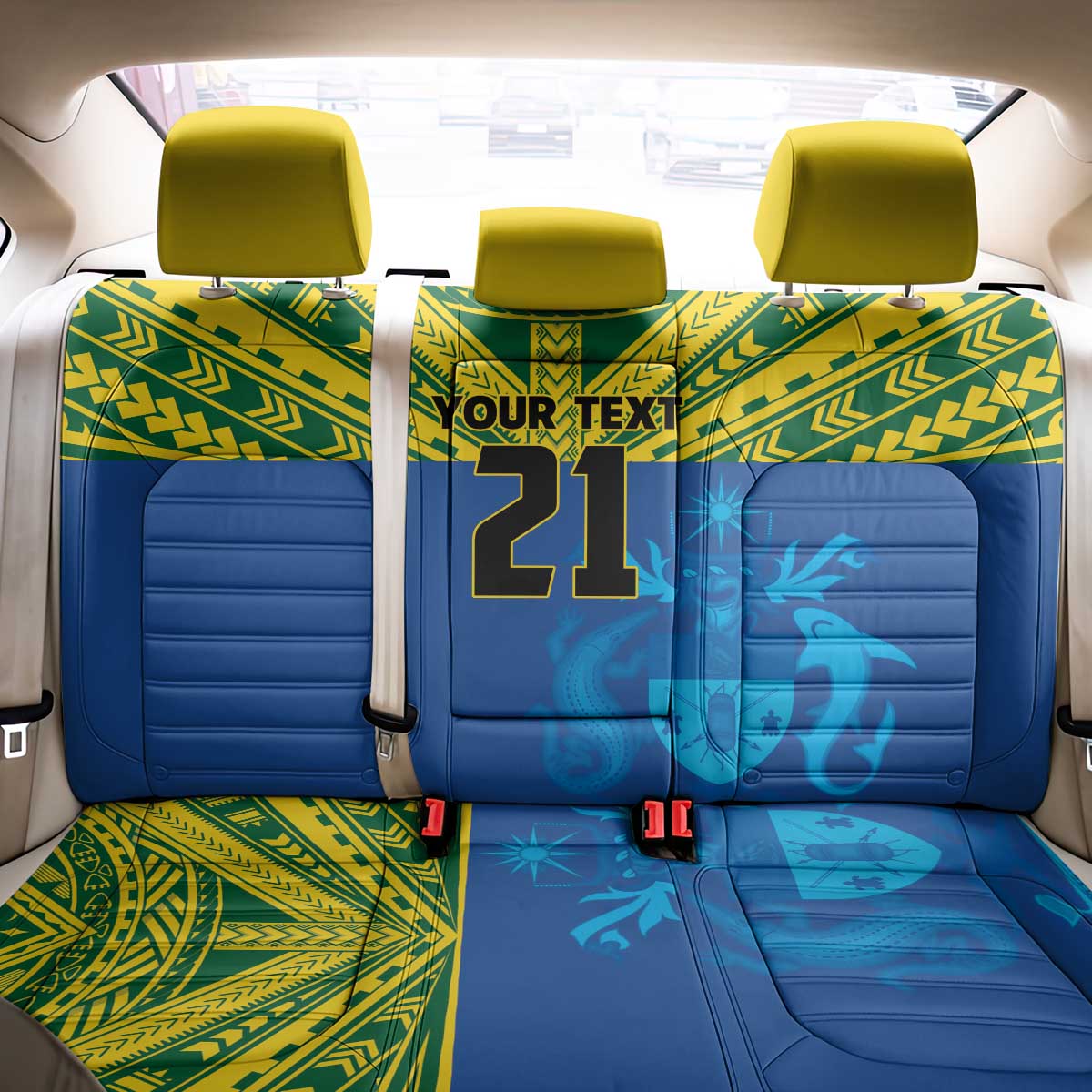 Solomon Islands Rugby Custom Back Car Seat Cover Simple Coat of arm Polynesian Pattern LT9 - Polynesian Pride