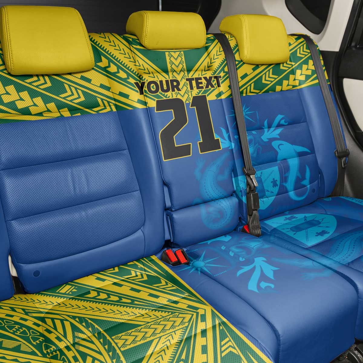 Solomon Islands Rugby Custom Back Car Seat Cover Simple Coat of arm Polynesian Pattern LT9 - Polynesian Pride