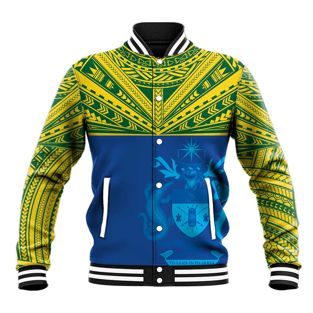 Solomon Islands Rugby Custom Baseball Jacket Simple Coat of arm Polynesian Pattern LT9 Unisex Gold - Polynesian Pride