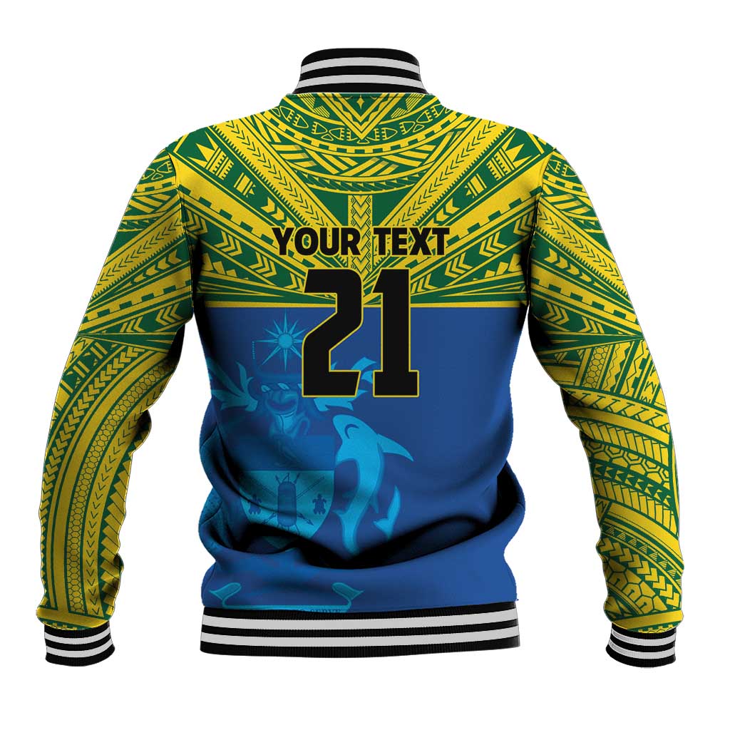 Solomon Islands Rugby Custom Baseball Jacket Simple Coat of arm Polynesian Pattern LT9 - Polynesian Pride