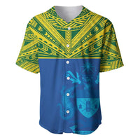 Solomon Islands Rugby Custom Baseball Jersey Simple Coat of arm Polynesian Pattern LT9 Gold - Polynesian Pride