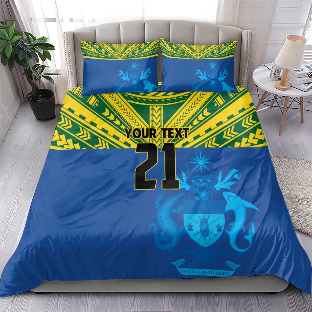 Solomon Islands Rugby Custom Bedding Set Simple Coat of arm Polynesian Pattern LT9 - Polynesian Pride