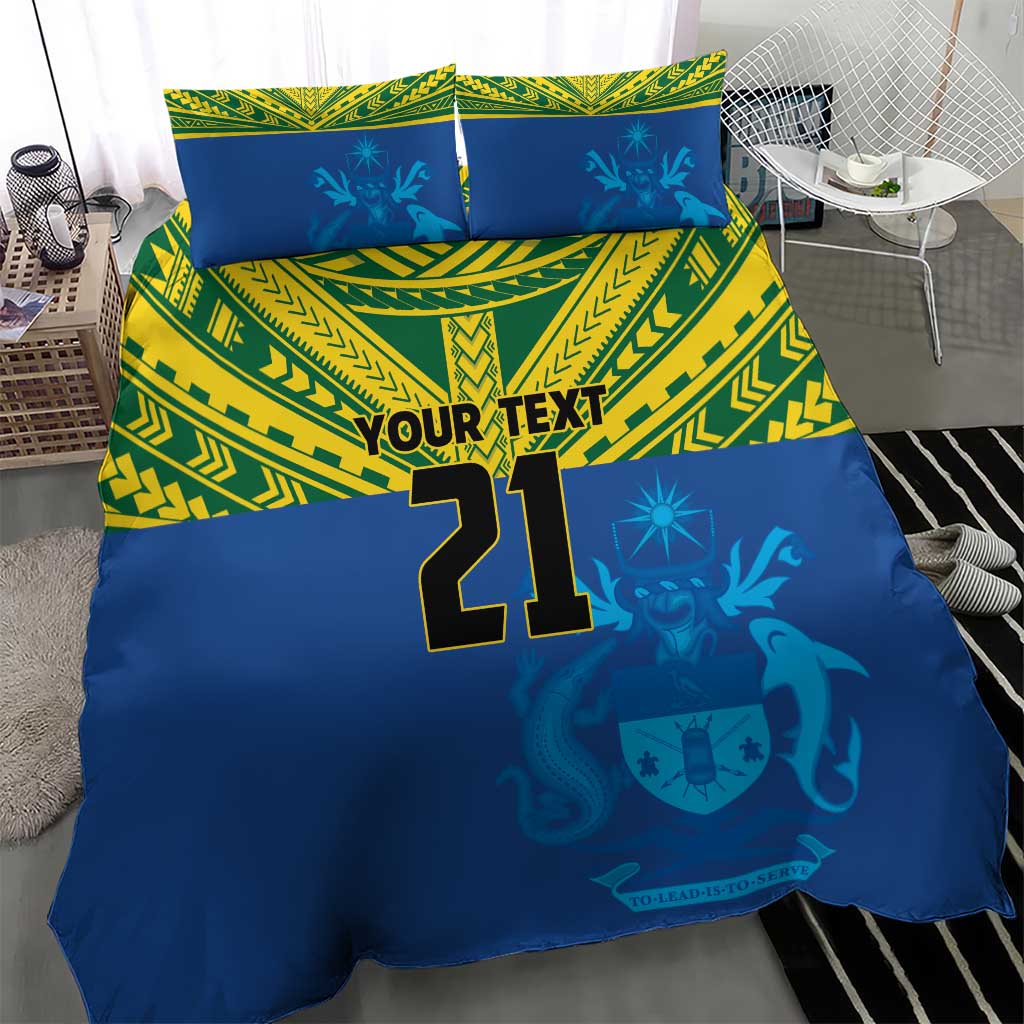 Solomon Islands Rugby Custom Bedding Set Simple Coat of arm Polynesian Pattern LT9 - Polynesian Pride