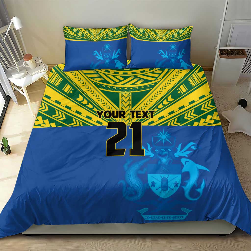 Solomon Islands Rugby Custom Bedding Set Simple Coat of arm Polynesian Pattern LT9 - Polynesian Pride