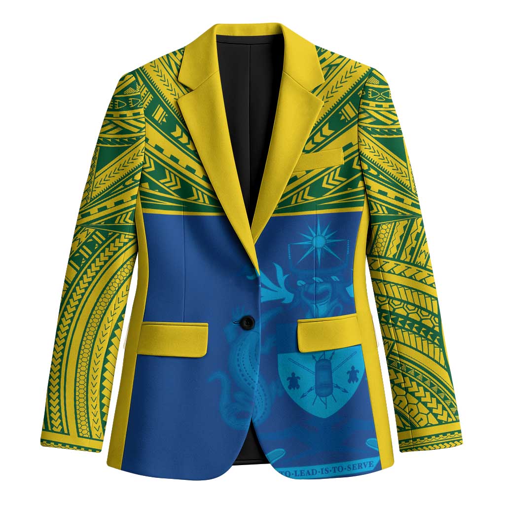 Solomon Islands Rugby Custom Blazer Simple Coat of arm Polynesian Pattern LT9 Unisex Gold - Polynesian Pride