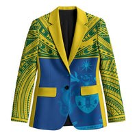 Solomon Islands Rugby Custom Blazer Simple Coat of arm Polynesian Pattern LT9 Unisex Gold - Polynesian Pride