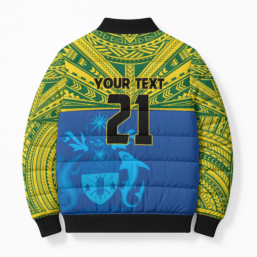 Solomon Islands Rugby Custom Bomber Puffer Jacket Simple Coat of arm Polynesian Pattern LT9 - Polynesian Pride