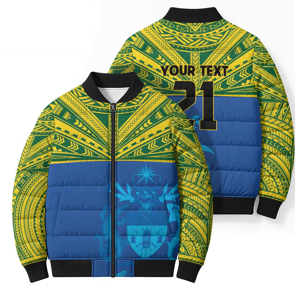 Solomon Islands Rugby Custom Bomber Puffer Jacket Simple Coat of arm Polynesian Pattern LT9 - Polynesian Pride
