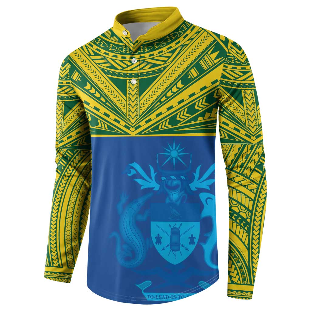 Solomon Islands Rugby Custom Button Sweatshirt Simple Coat of arm Polynesian Pattern LT9 - Polynesian Pride