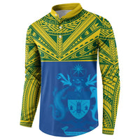 Solomon Islands Rugby Custom Button Sweatshirt Simple Coat of arm Polynesian Pattern LT9 - Polynesian Pride