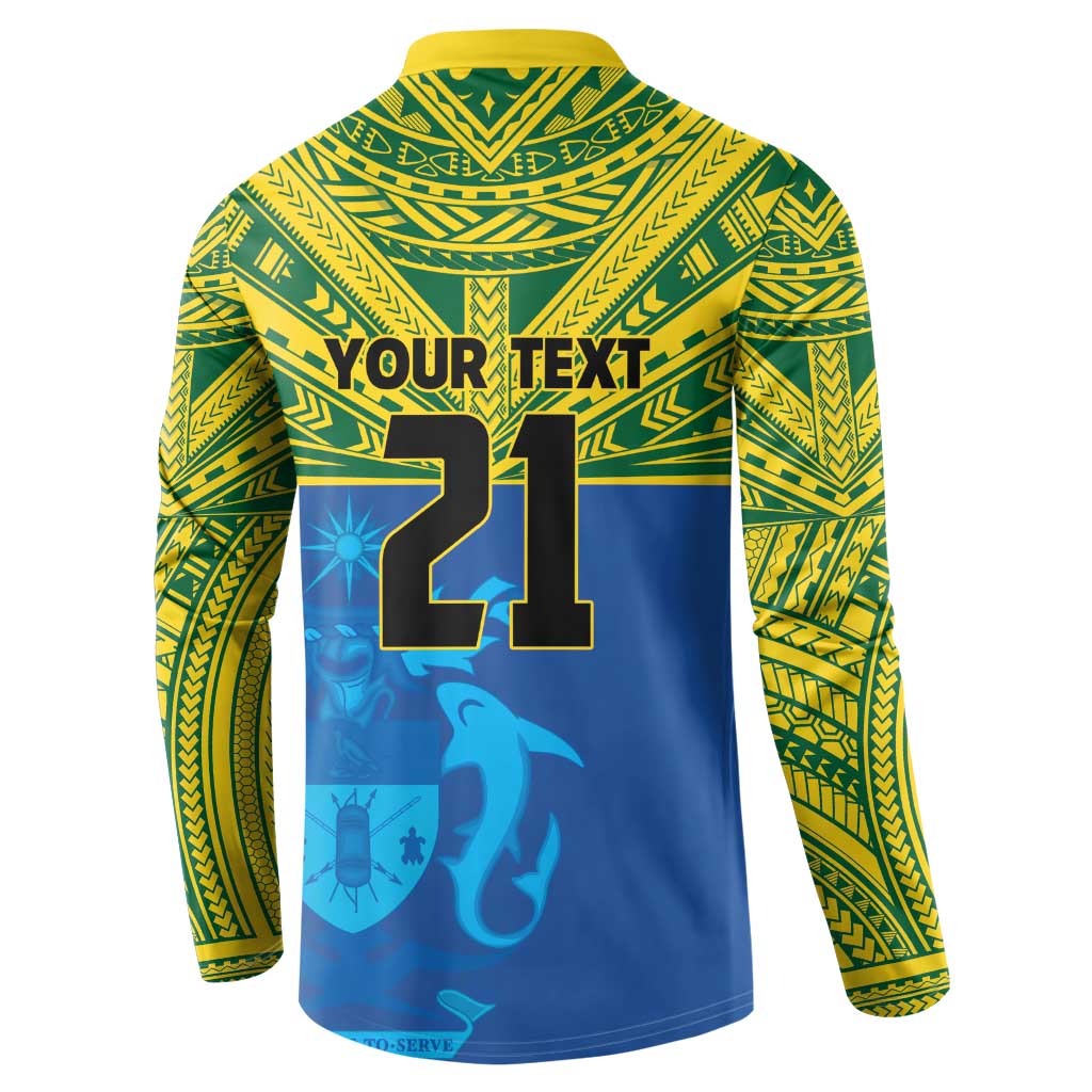 Solomon Islands Rugby Custom Button Sweatshirt Simple Coat of arm Polynesian Pattern LT9 - Polynesian Pride