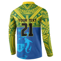 Solomon Islands Rugby Custom Button Sweatshirt Simple Coat of arm Polynesian Pattern LT9 - Polynesian Pride
