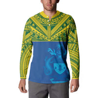 Solomon Islands Rugby Custom Button Sweatshirt Simple Coat of arm Polynesian Pattern LT9 - Polynesian Pride