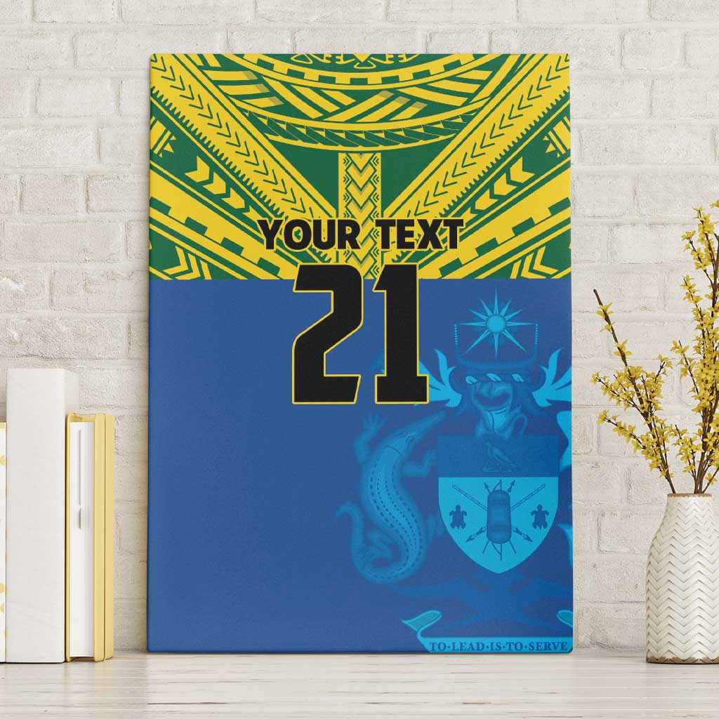 Solomon Islands Rugby Custom Canvas Wall Art Simple Coat of arm Polynesian Pattern