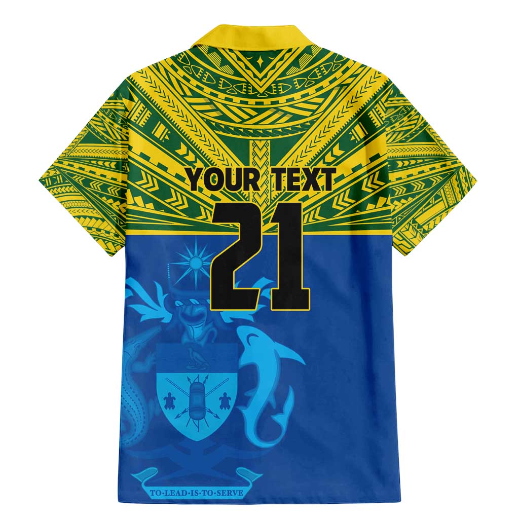 Solomon Islands Rugby Custom Family Matching Mermaid Dress and Hawaiian Shirt Simple Coat of arm Polynesian Pattern