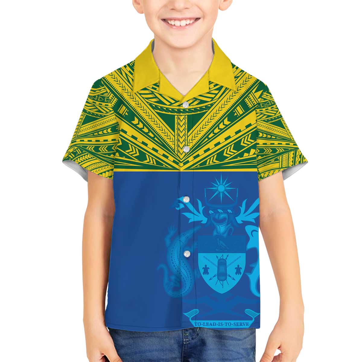 Solomon Islands Rugby Custom Family Matching Off The Shoulder Long Sleeve Dress and Hawaiian Shirt Simple Coat of arm Polynesian Pattern